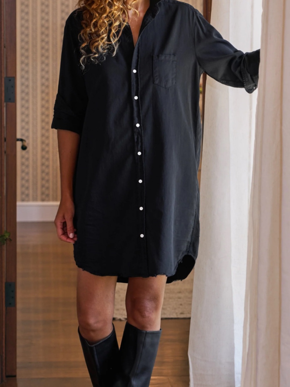 ~Frank&Eileen*NEW*Black*Denim *Mary*Shirtdress*SZ:Large…